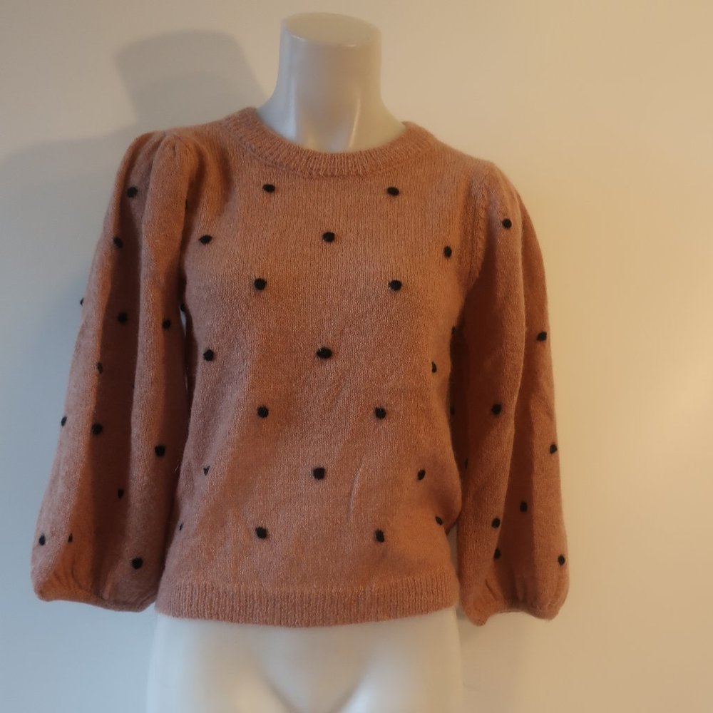 Avenue Blush Pink Pom-Pom Puff Sleeve Sweater - Picture 4 of 8